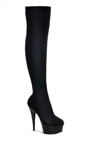 DELIGHT-3002 Black Velvet Thigh High Boots