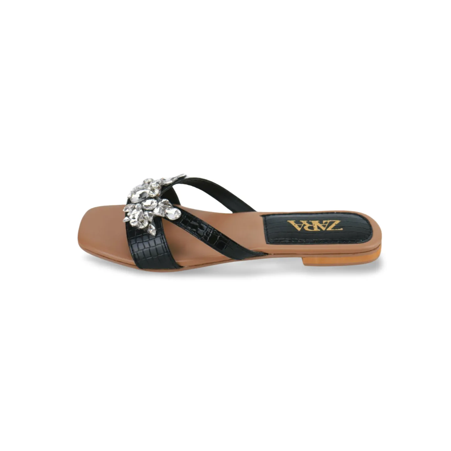 Diamond Strappy Flat Sandals for Ladies -1007