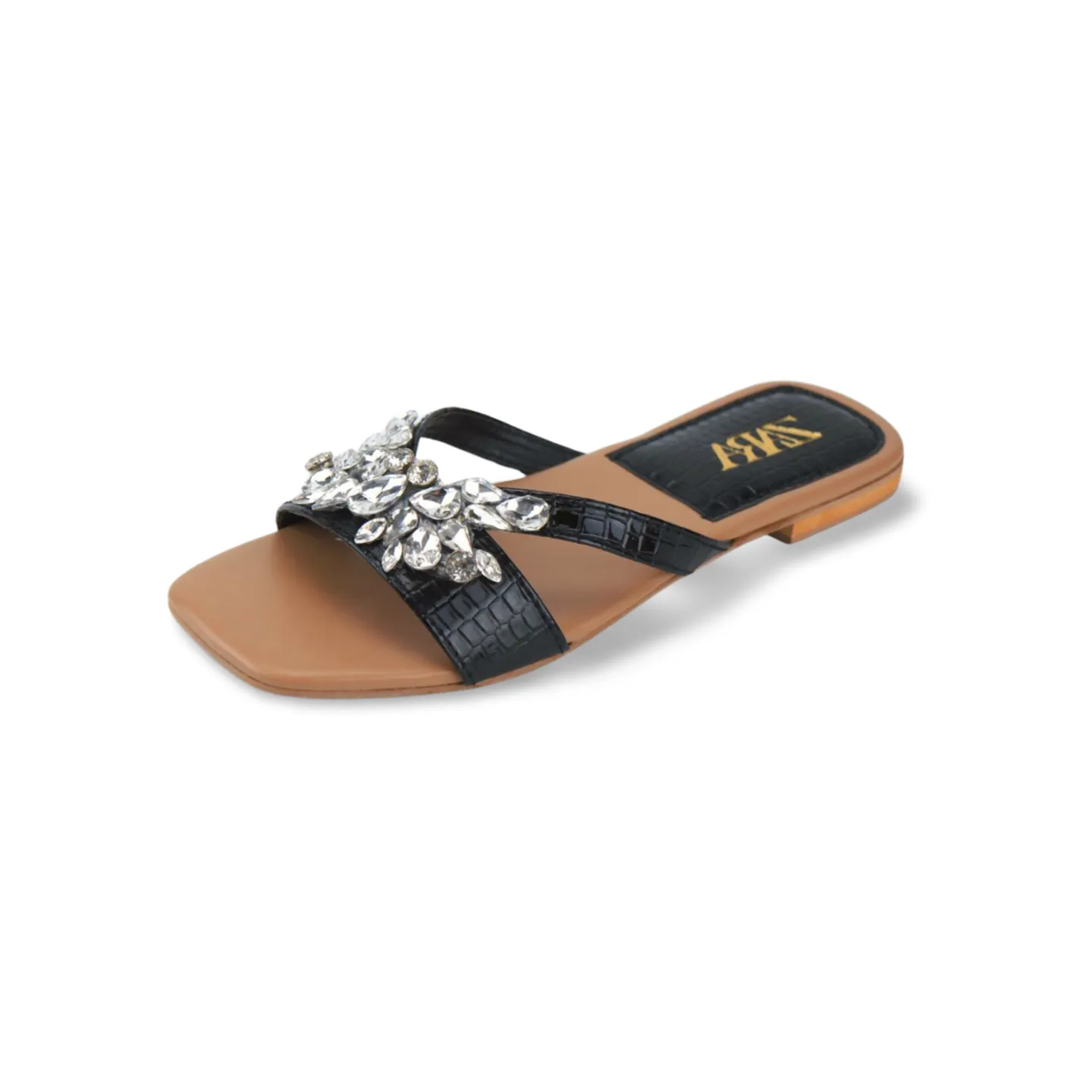 Diamond Strappy Flat Sandals for Ladies -1007