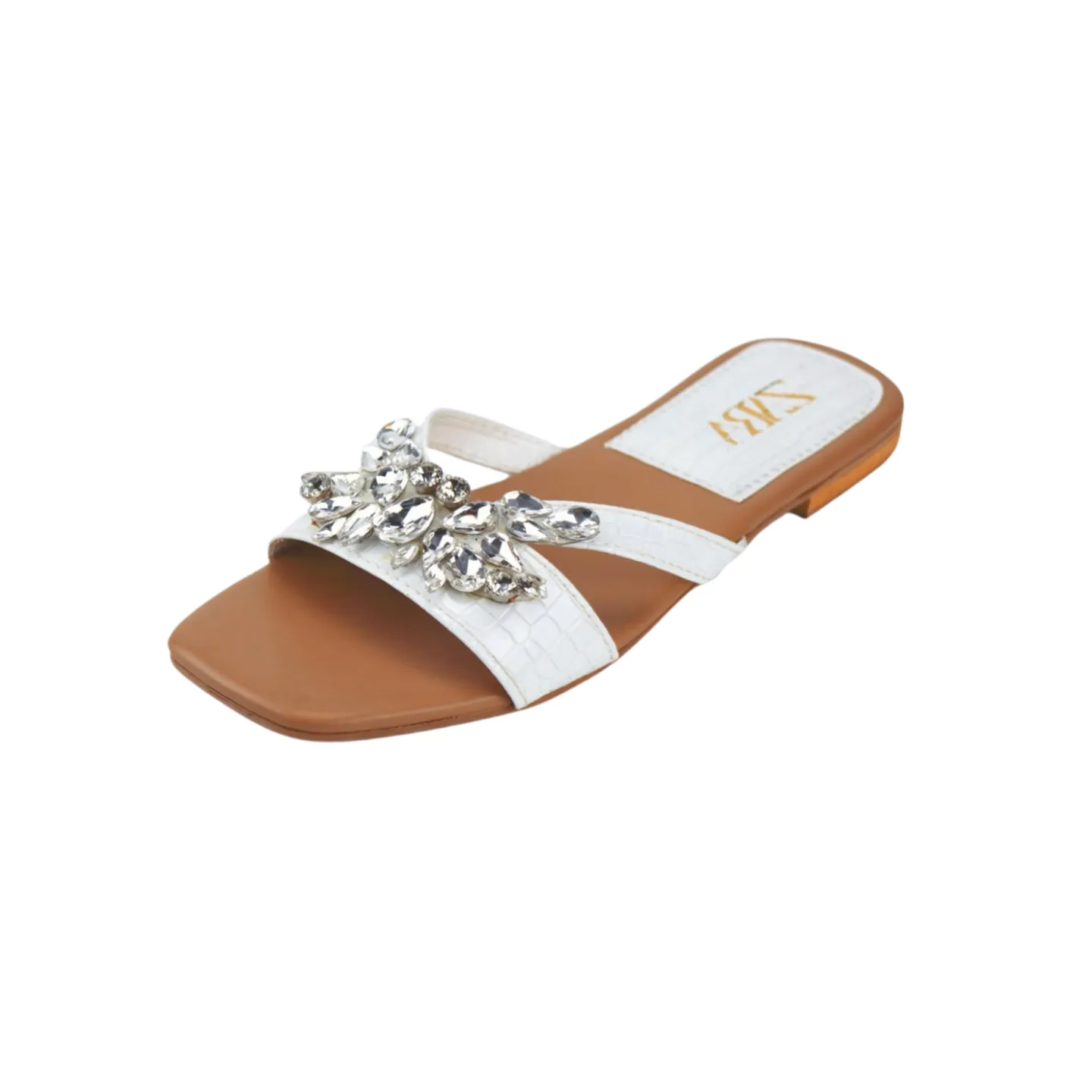 Diamond Strappy Flat Sandals for Ladies -1007