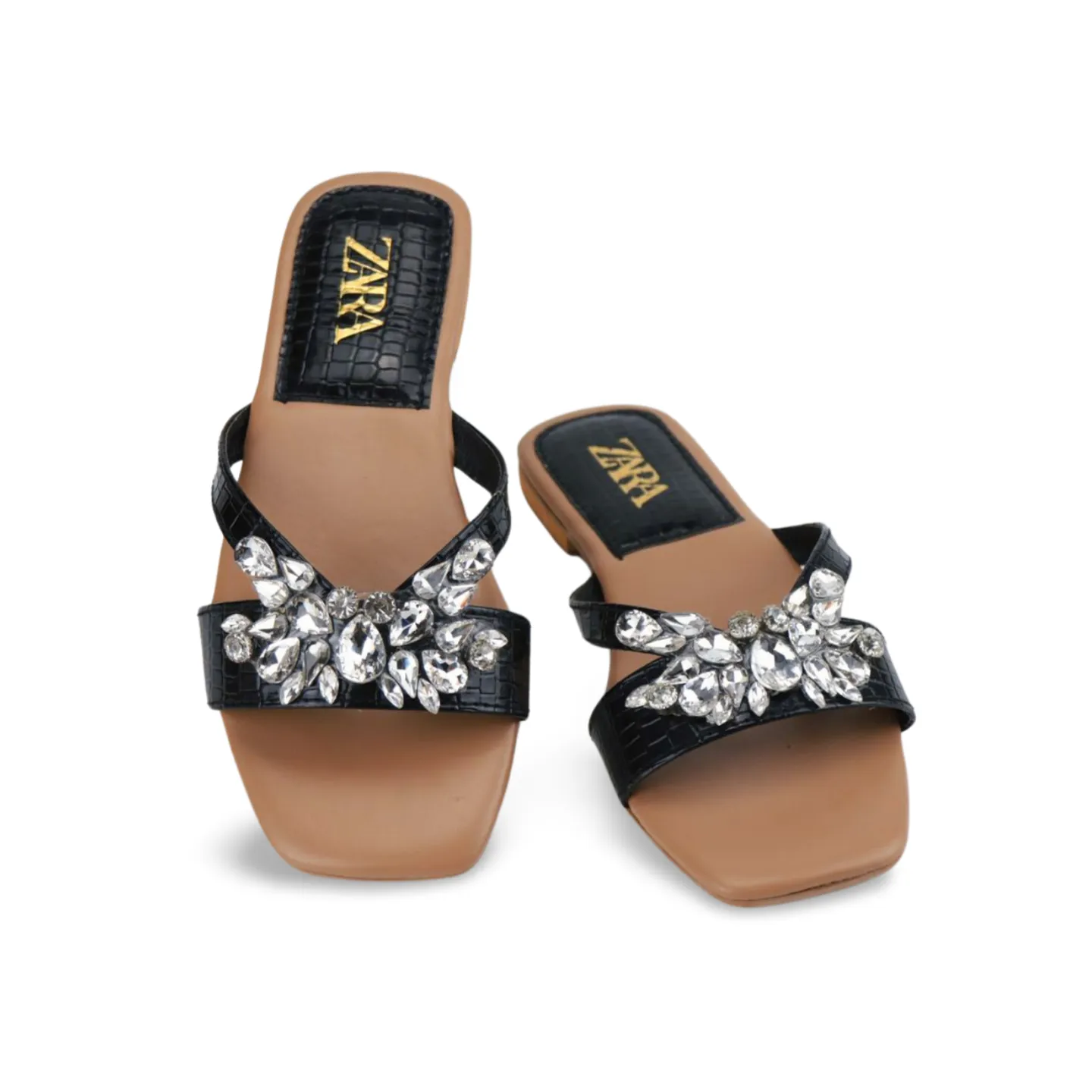 Diamond Strappy Flat Sandals for Ladies -1007