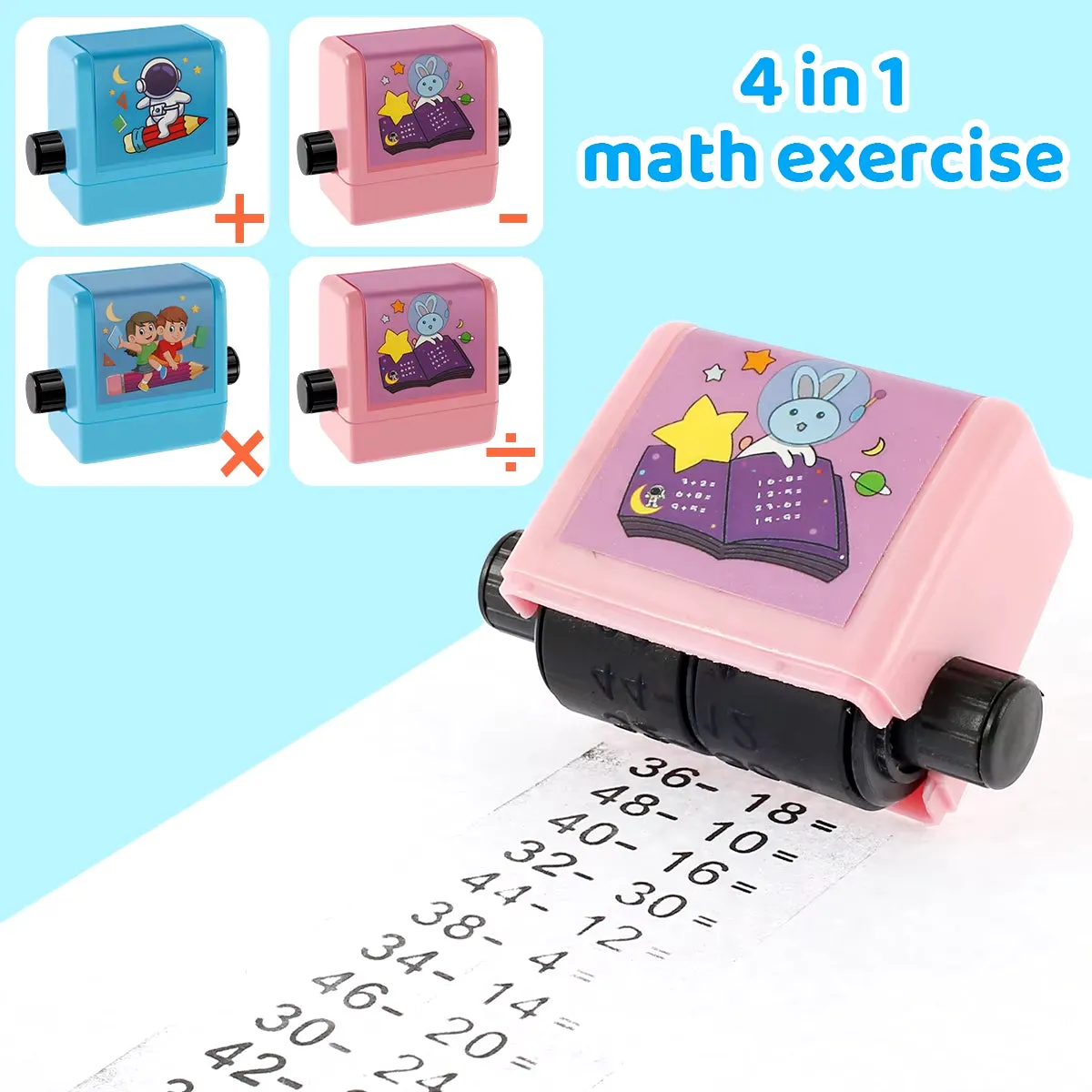 Digital Teaching Stamp Maths Learning Stamp Early Educational 1-100 Stamp Roller Multiplication Additions Subtraction Division