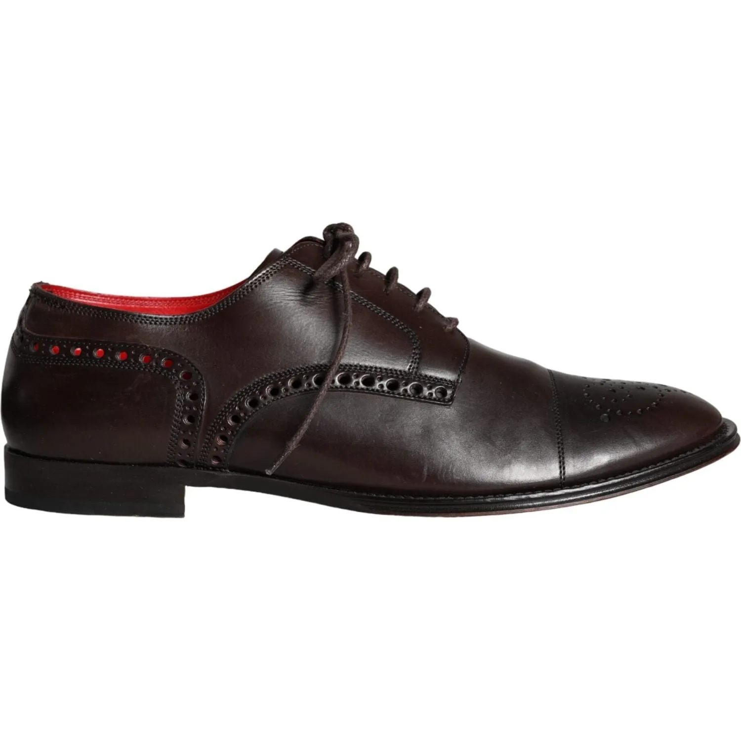 Dolce & Gabbana Brown Calfskin Leather Lace Up Oxford Shoes