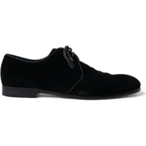 Dolce & Gabbana Elegant Black Velvet Derby Dress Shoes