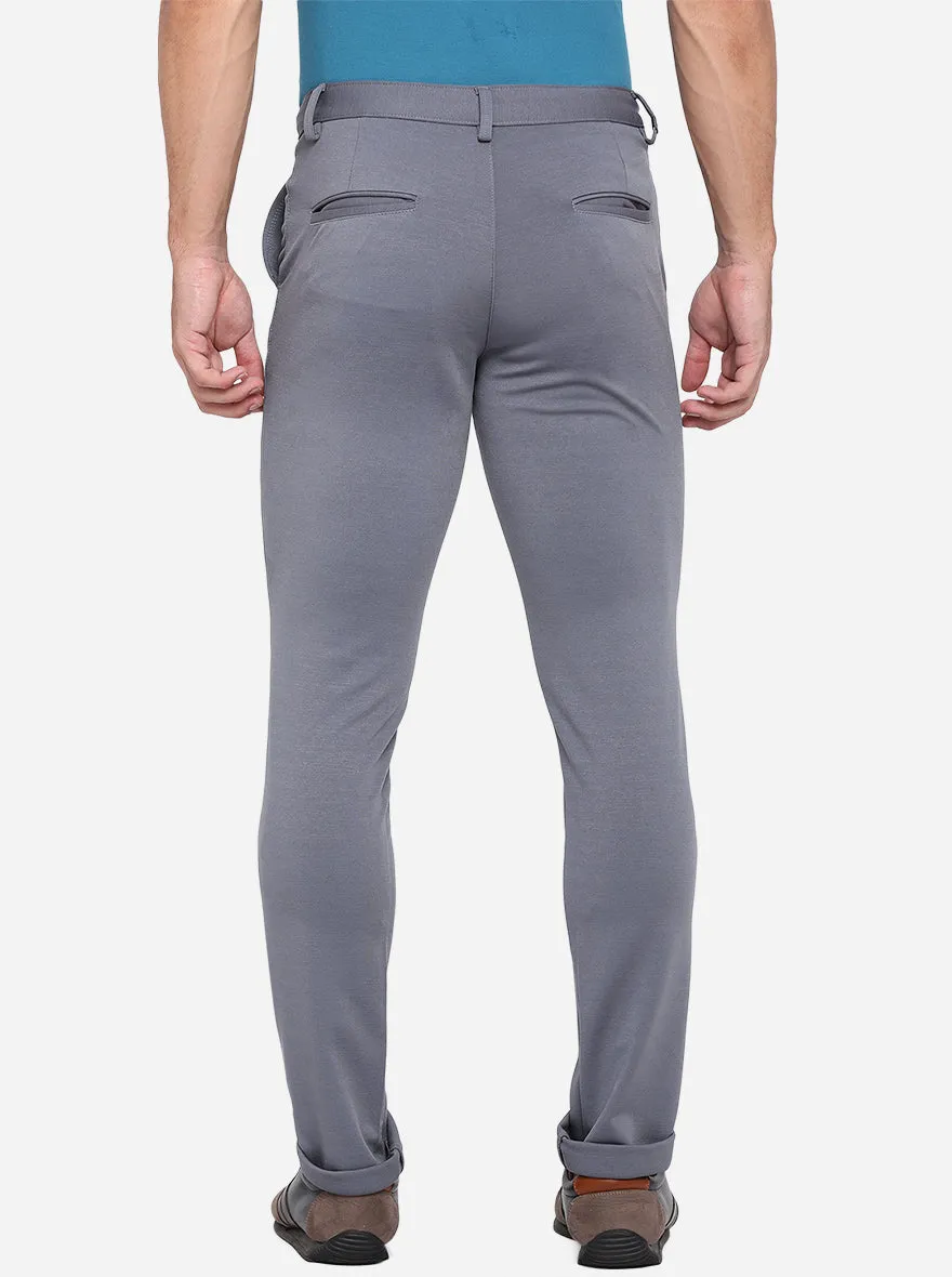 Dusty Blue Solid Slim Fit Club Wear Trouser | JB Studio