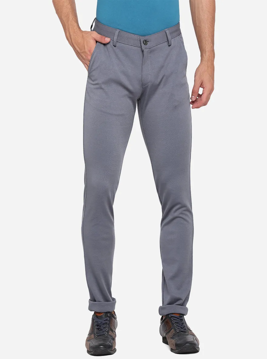 Dusty Blue Solid Slim Fit Club Wear Trouser | JB Studio