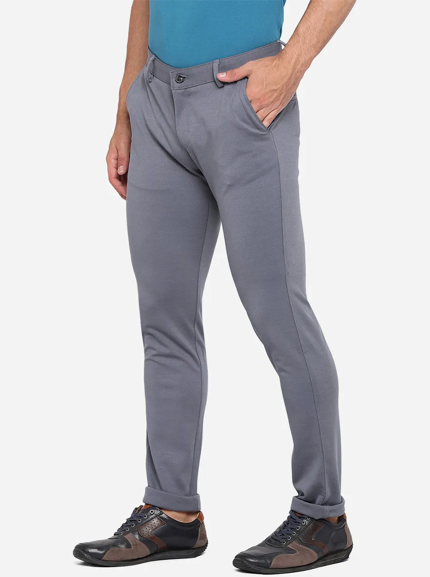 Dusty Blue Solid Slim Fit Club Wear Trouser | JB Studio