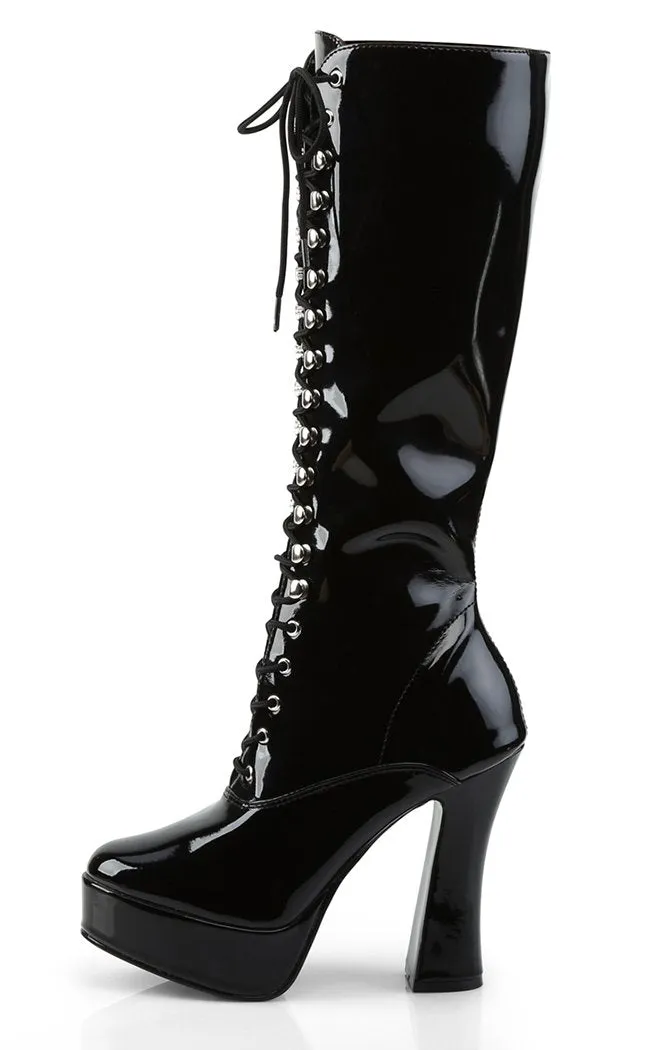 ELECTRA-2020 Black Patent Knee High Boots