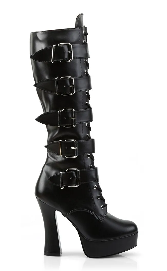 ELECTRA-2042 Black Vegan Leather  Knee High Boots