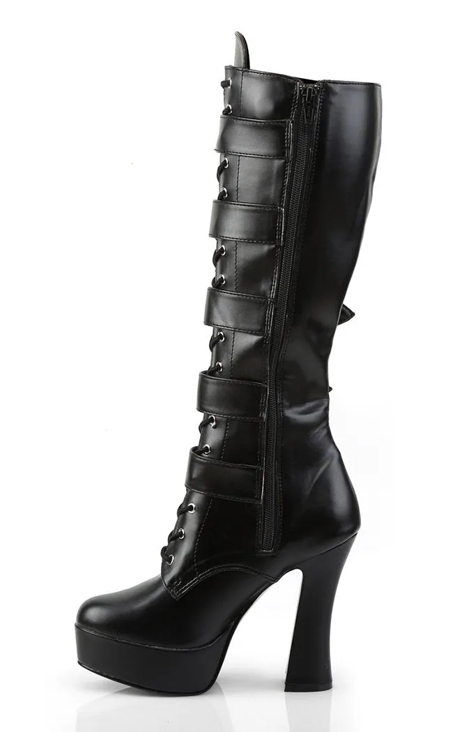 ELECTRA-2042 Black Vegan Leather  Knee High Boots