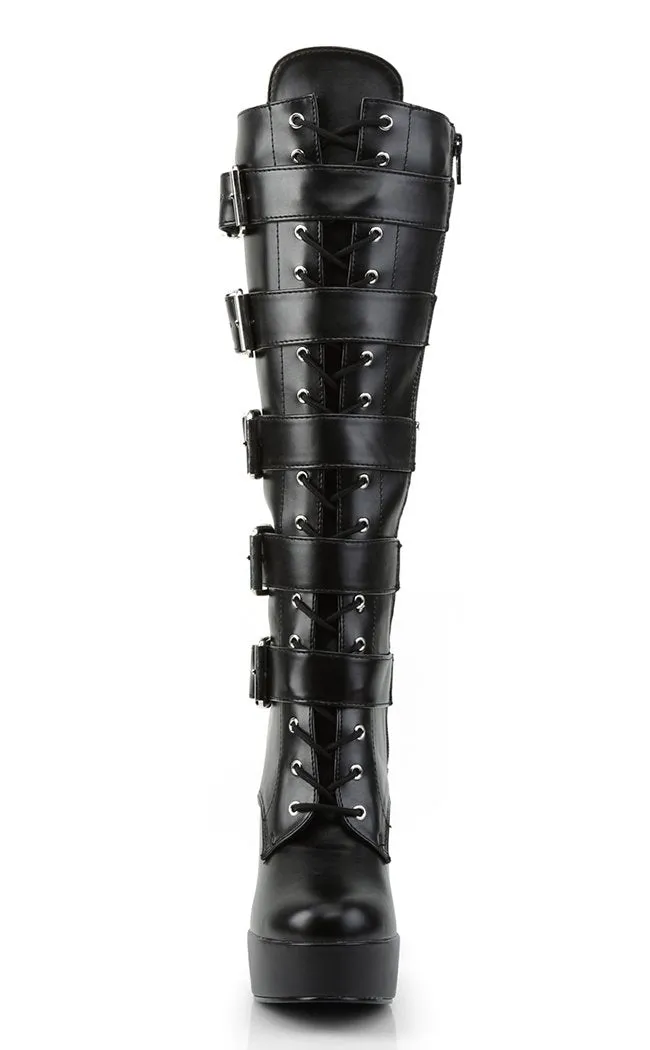 ELECTRA-2042 Black Vegan Leather  Knee High Boots