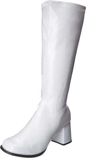 Ellie Shoes Wide Width White Go-Go Boots With 3-Inch Heel For Ladies