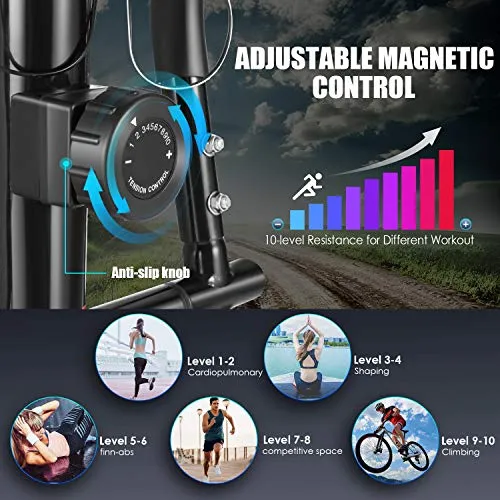 Elliptical Machine for Home Use, Cross Trainer Cardio Exercise Equipment for Workout with 10 Level Magnetic Resistance, LCD Monitor, Heart Rate Sensor, 390 LBS Max Weight