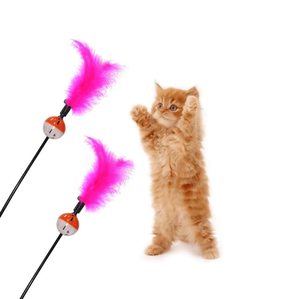 Emily Pets interactive Feather Stick Toy for Cats (Pink)