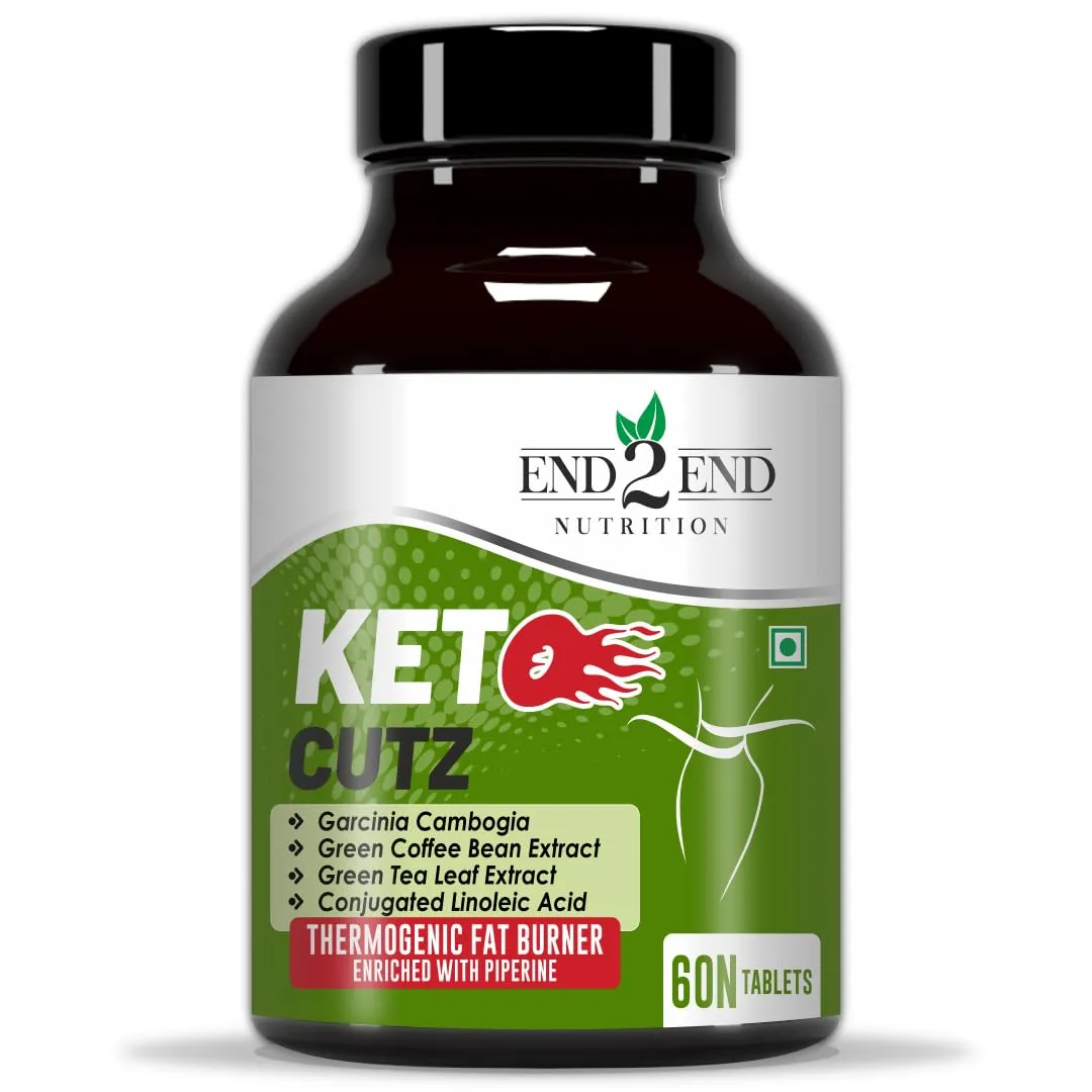 End2End Nutrition Keto Cutz Fat Burner - Weight Loss Product for Men & Women Made with Garcinia Cambogia, Green Coffee & Green Tea - 60 Tablets