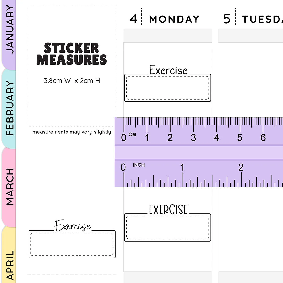 Exercise Script Box Planner Stickers