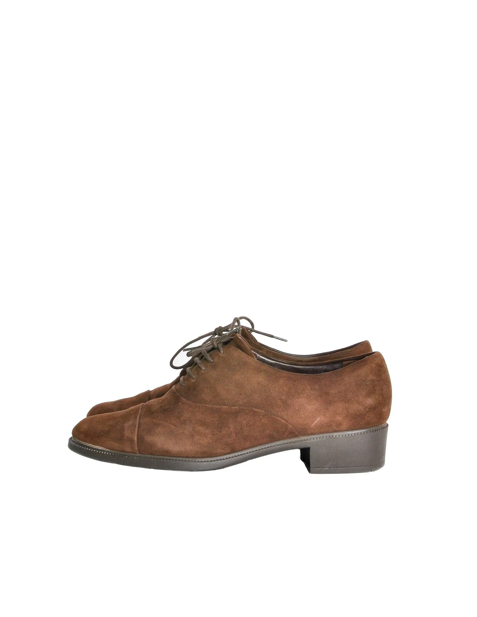 Ferragamo Vintage Brown Suede Heeled Oxford Shoes