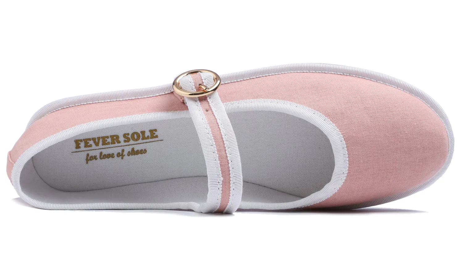 Feversole Women's Soft Breathable Mary Jane Memory Foam Cushioned Comfort Round Toe Metal Buckle Flats Walking Shoes Pink Canvas