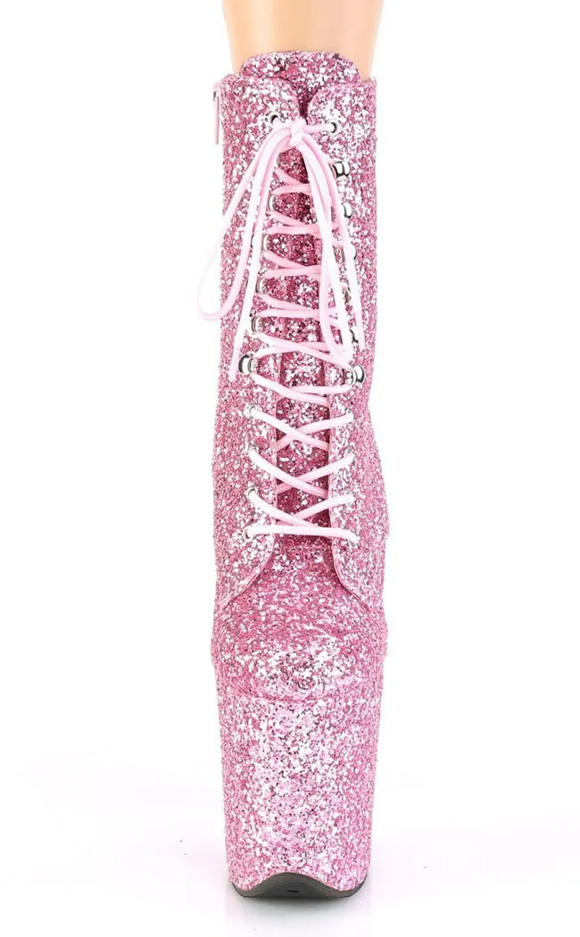 FLAMINGO-1020GWR Baby Pink Glitter Ankle Boots