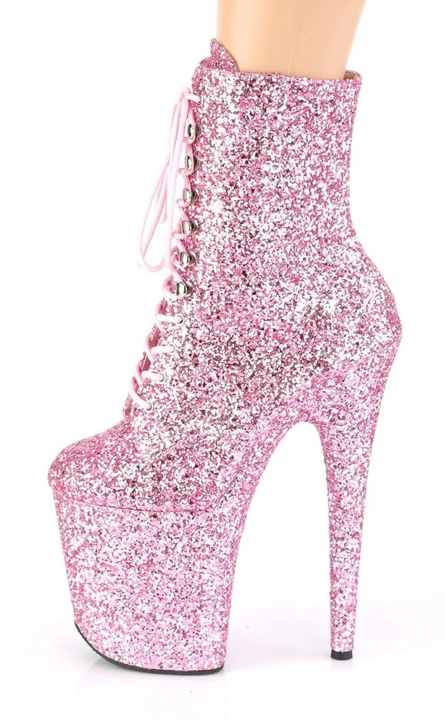 FLAMINGO-1020GWR Baby Pink Glitter Ankle Boots