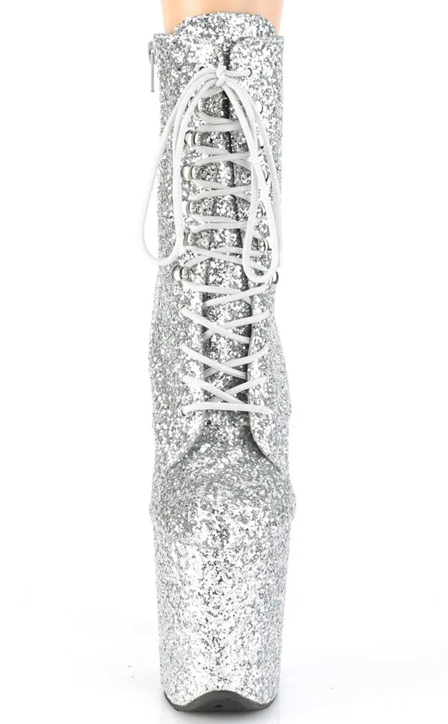 FLAMINGO-1020GWR Silver Glitter Ankle Boots