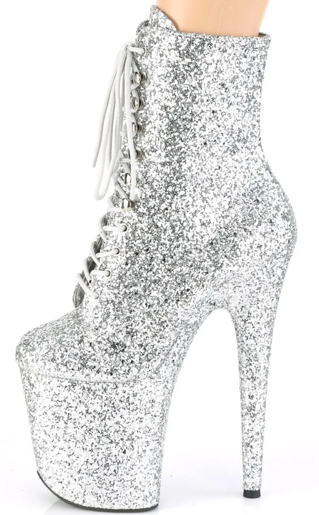 FLAMINGO-1020GWR Silver Glitter Ankle Boots