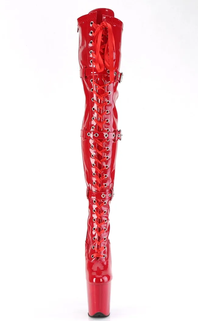 FLAMINGO-3028 Red Patent Thigh High Boots