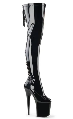 FLAMINGO-3063 Black Patent Thigh High Boots