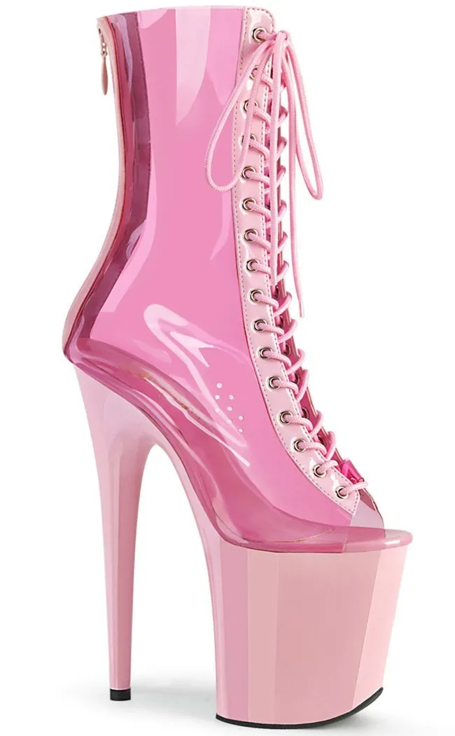 FLAMINGO-800-34 Clear Baby Pink Platform Boots