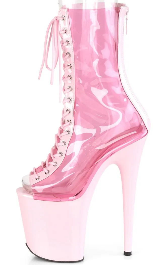 FLAMINGO-800-34 Clear Baby Pink Platform Boots