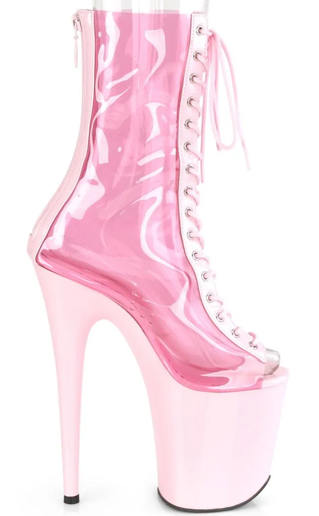 FLAMINGO-800-34 Clear Baby Pink Platform Boots