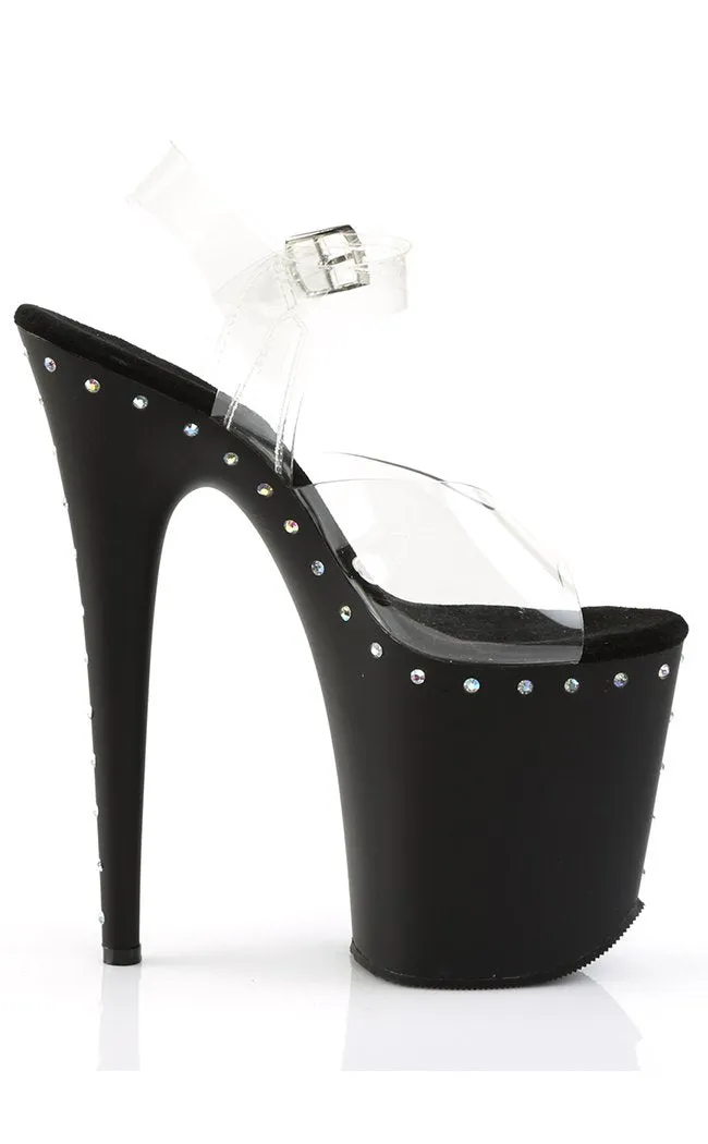 FLAMINGO-808ABLS Clear & Rhinestone Platform Heels