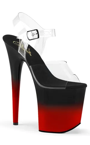 FLAMINGO-808BR-H Clear & Black-Red Heels