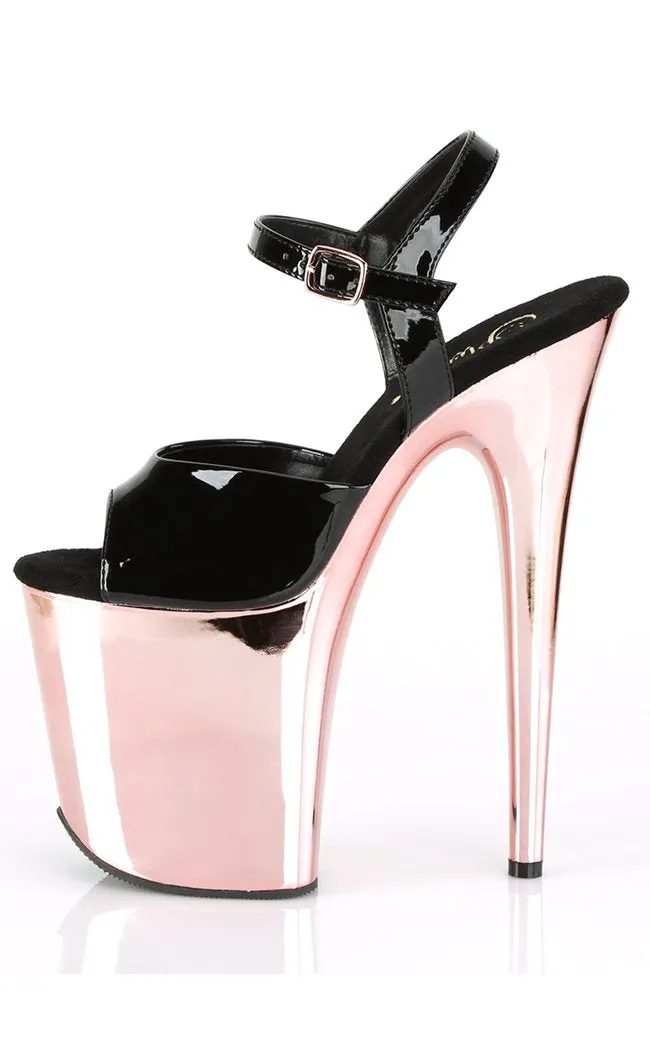 FLAMINGO-809 Black & Rose Gold Platform Heels