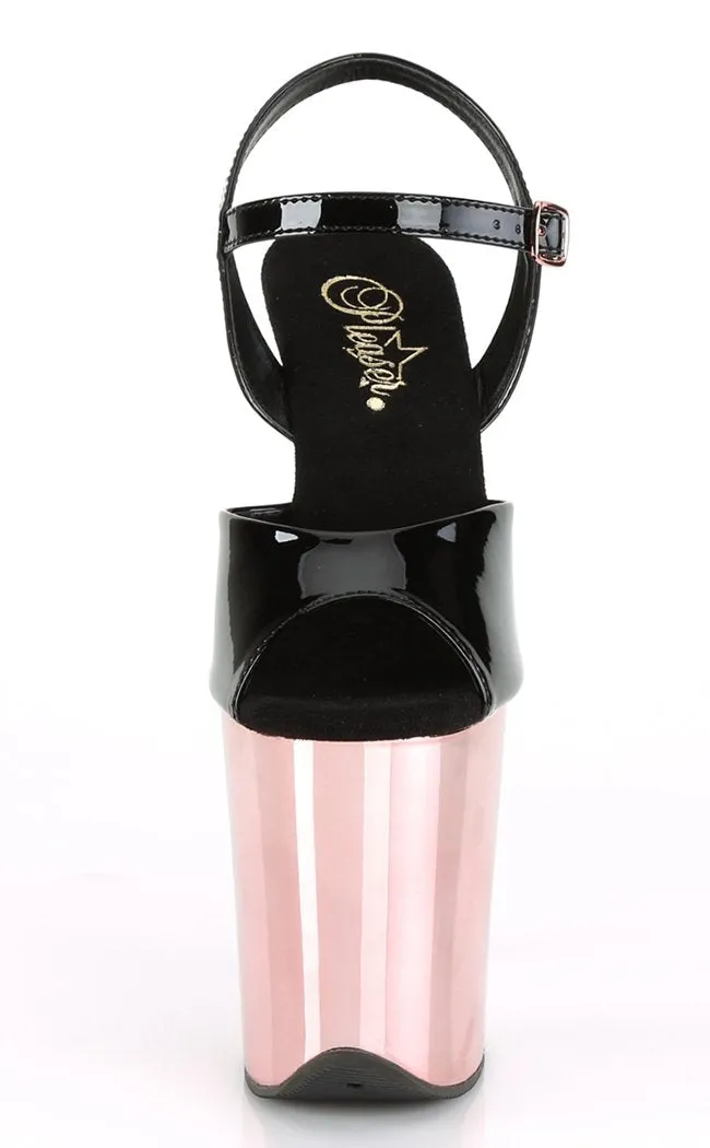 FLAMINGO-809 Black & Rose Gold Platform Heels