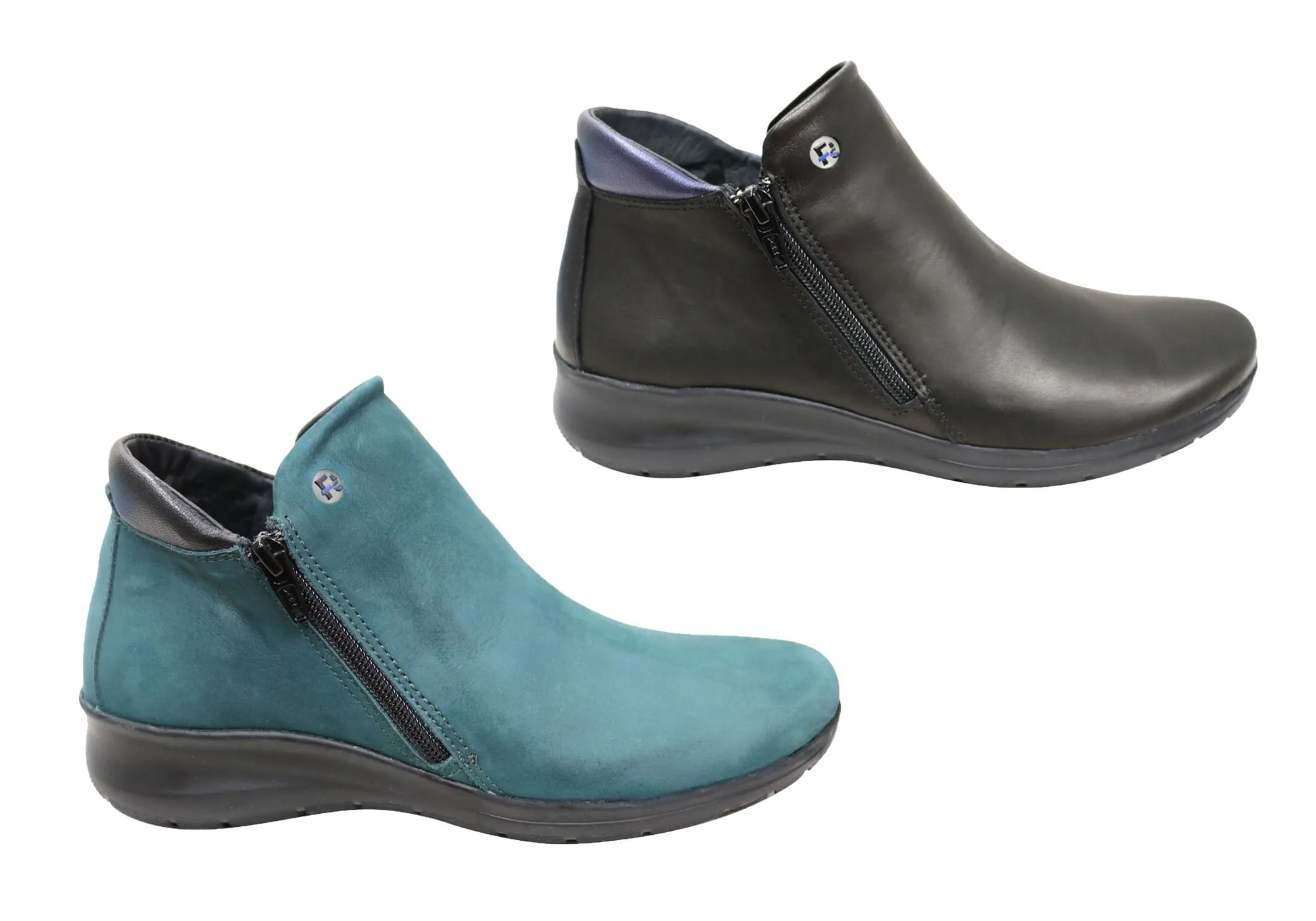 Flex & Go Yonda Womens Comfort Leather Ankle Boots Made In Portugal