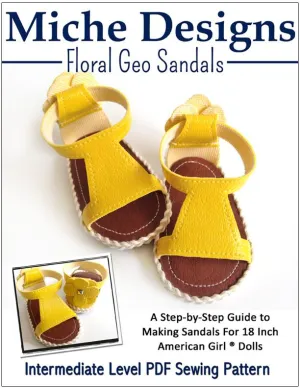 Floral Geo Sandals 18" Doll Shoe Pattern