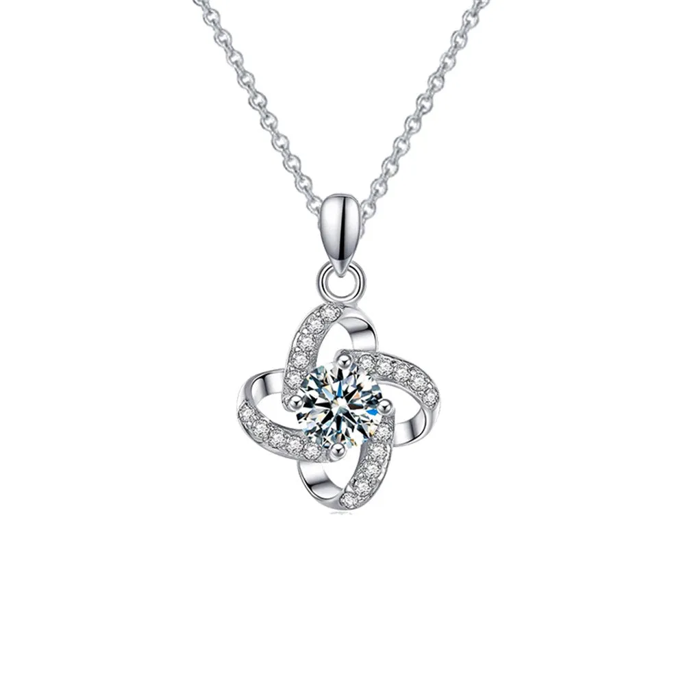 Flower Knot Moissanite Pendant Necklace