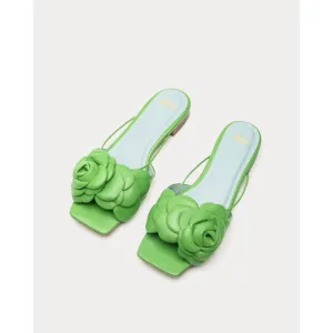 Frances Valentine Gardenia Flower Sandal Solid Soft Nappa Green