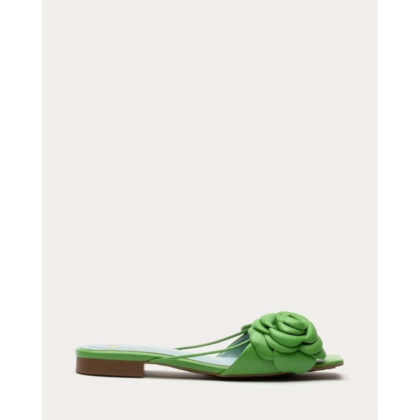 Frances Valentine Gardenia Flower Sandal Solid Soft Nappa Green