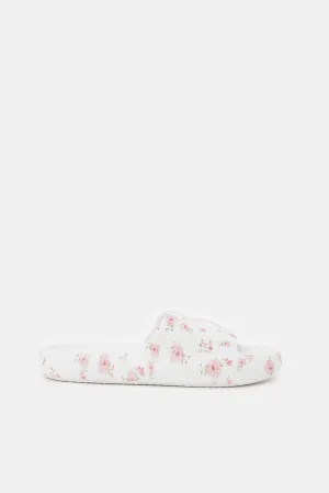 Girls Cream Printed Slide