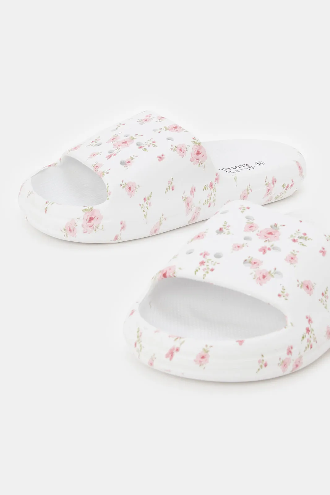 Girls Cream Printed Slide