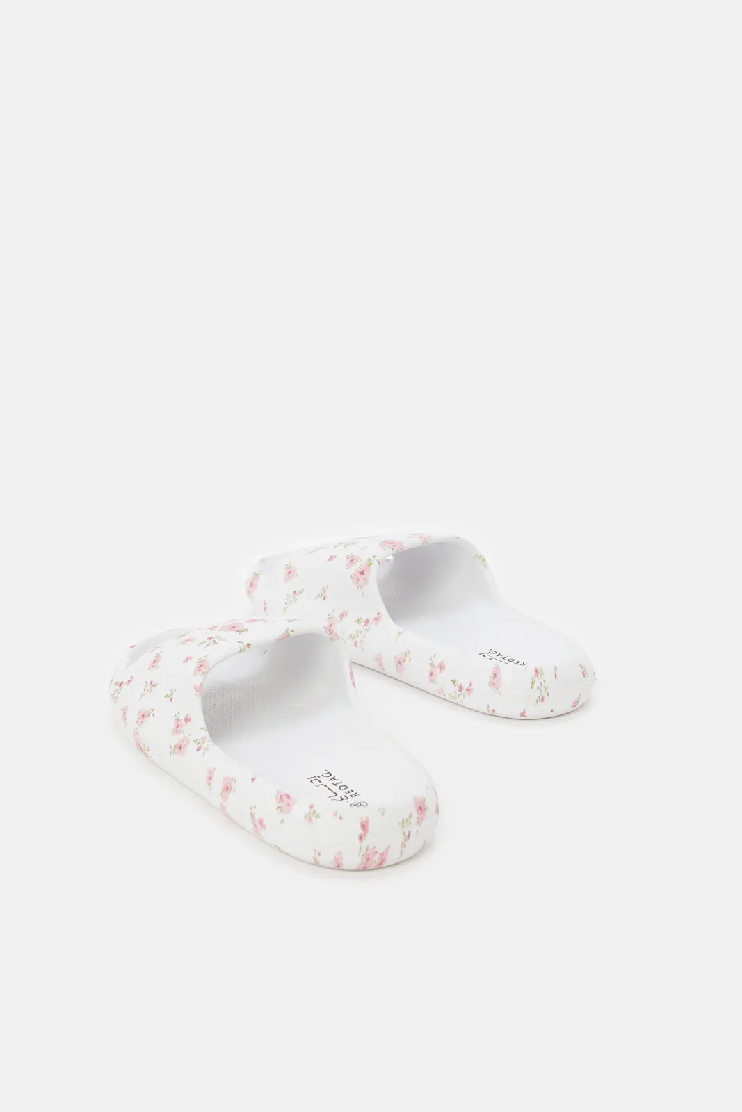 Girls Cream Printed Slide