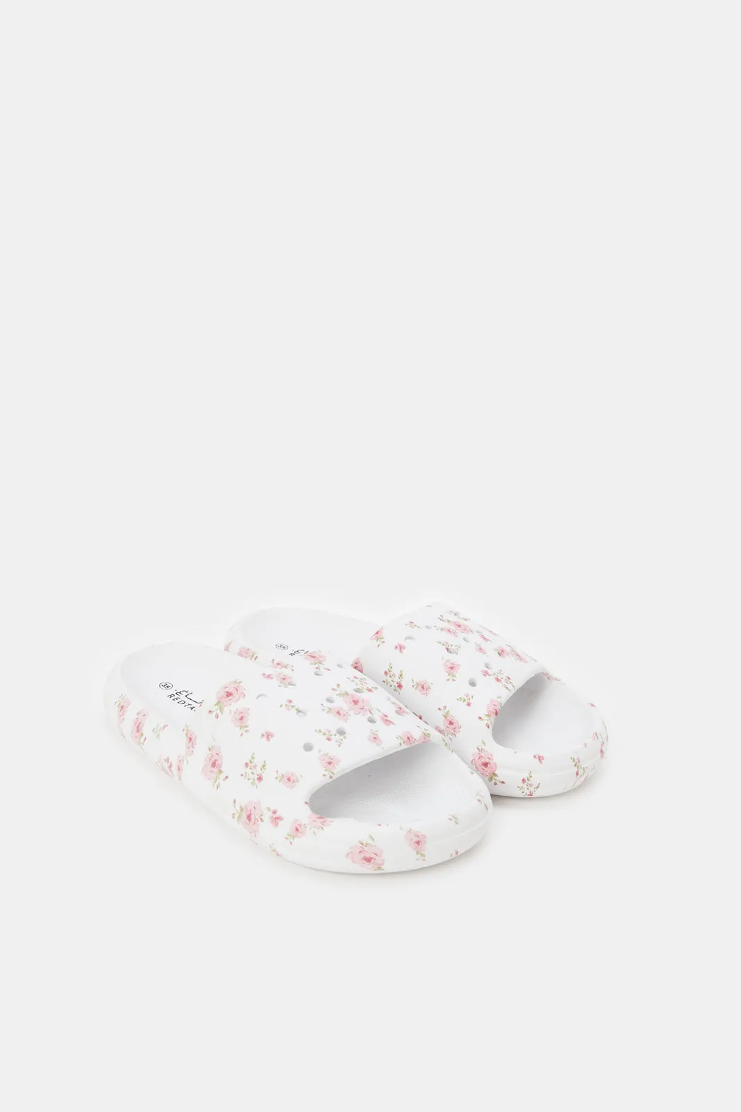 Girls Cream Printed Slide