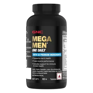 GNC Mega Men One Daily Multivitamin | 60 Tablets | 32 Premium Ingredients | Promotes Men's Well-Being | Supports Muscle Function | Boosts Immunity | Improves Memory & Focus | Formulated In USA