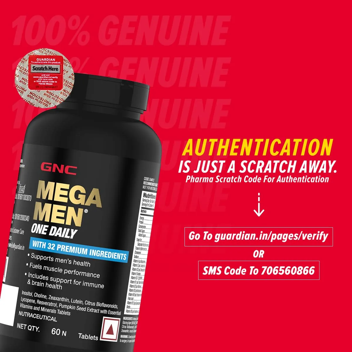 GNC Mega Men One Daily Multivitamin | 60 Tablets | 32 Premium Ingredients | Promotes Men's Well-Being | Supports Muscle Function | Boosts Immunity | Improves Memory & Focus | Formulated In USA