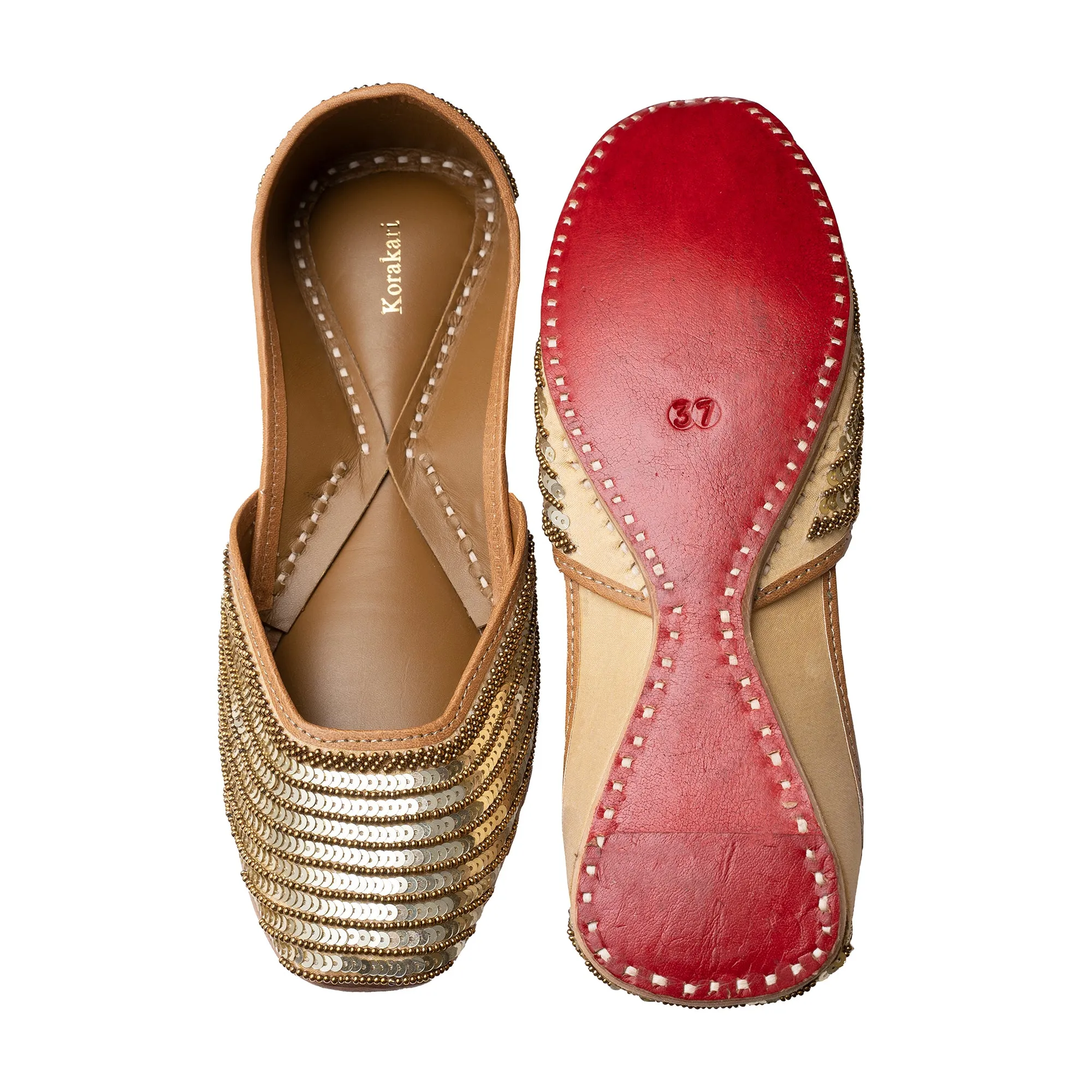 Golden Syndrella Women's Kolhapuri Leather Jutti