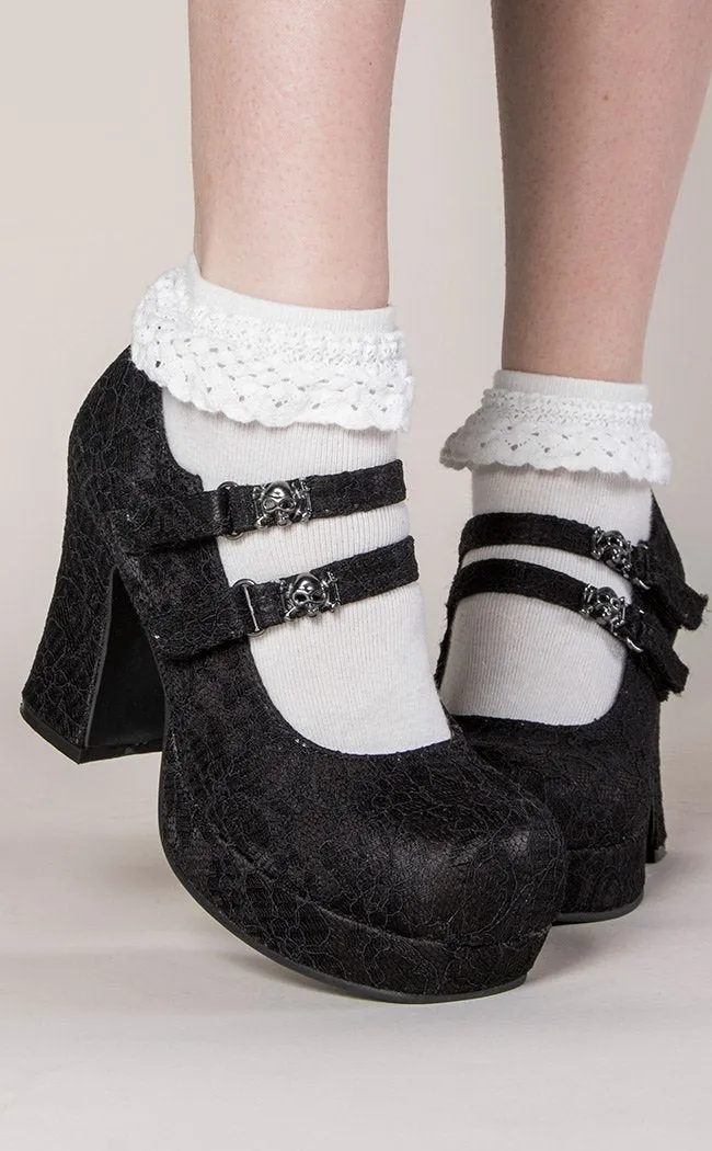 GOTHIKA-09 Black Lace Mary Jane Heels (AU Stock)