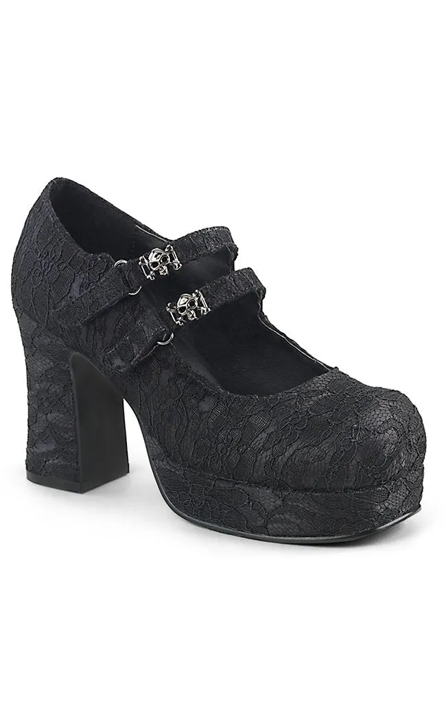 GOTHIKA-09 Black Lace Mary Jane Heels (AU Stock)