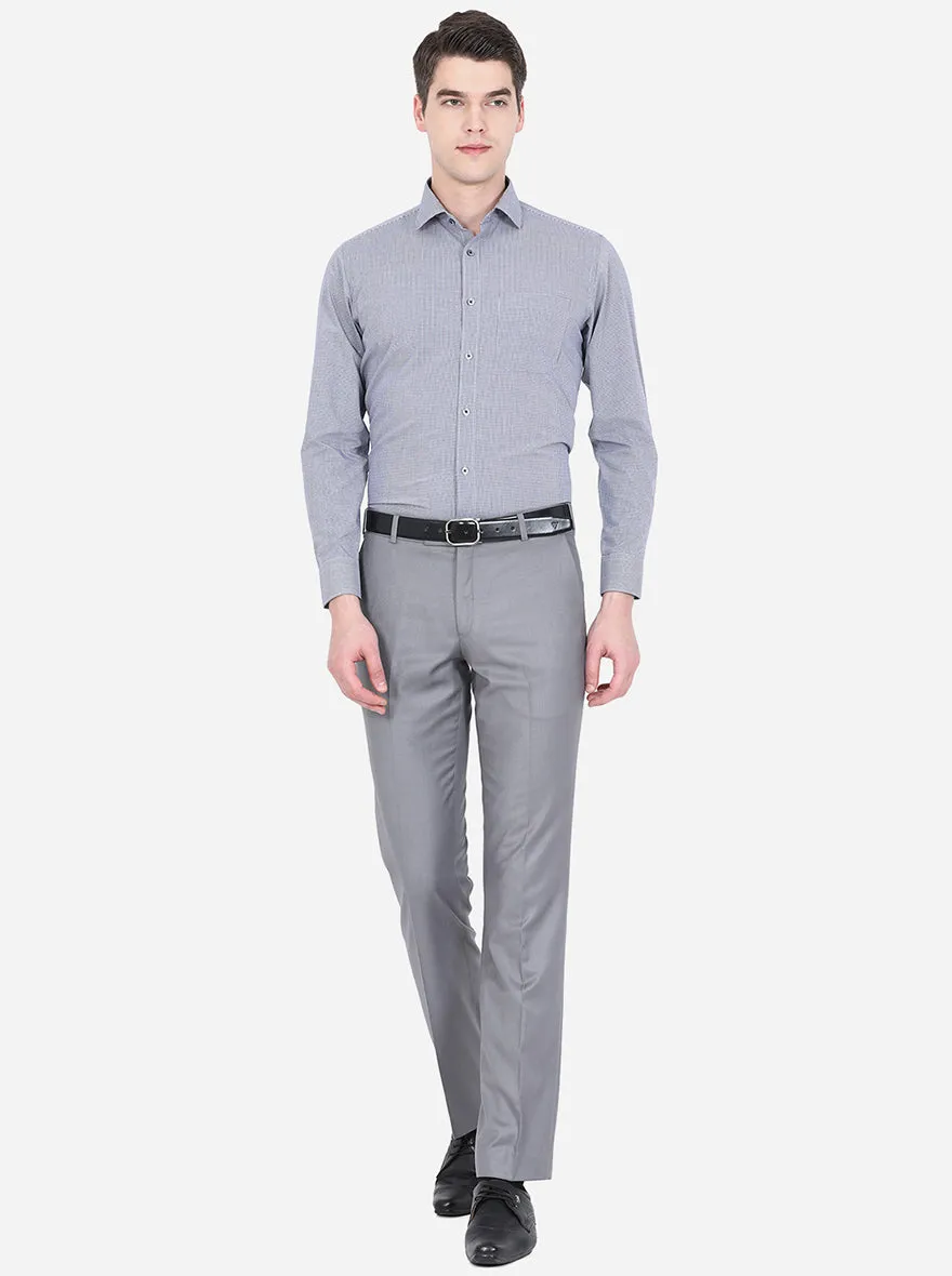 Grey & Black Checked Slim Fit Formal Shirt | Greenfibre